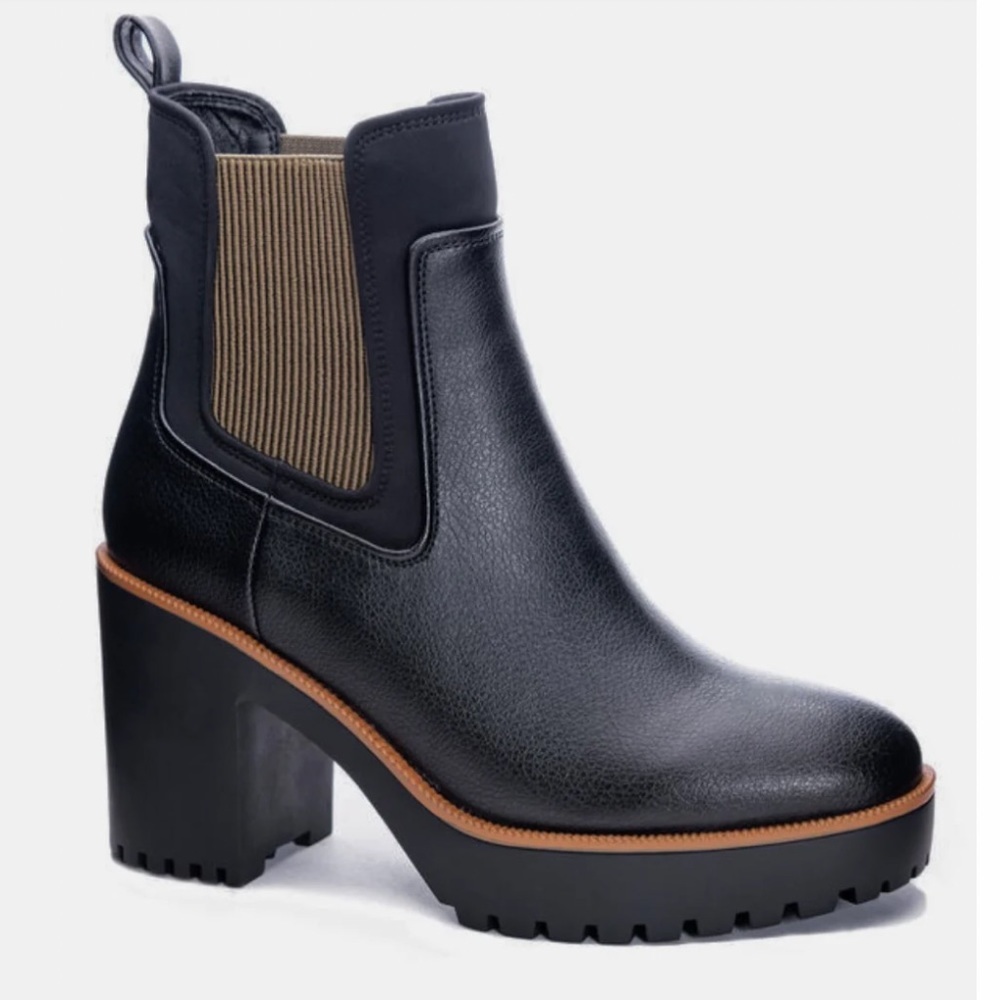 CHINESE LAUNDRY BLACK VEGAN LEATHER GOOD DAY BOOT SZ 7.5 M